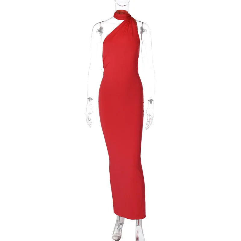 One Shoulder Backless Adjustable Maxi Dress