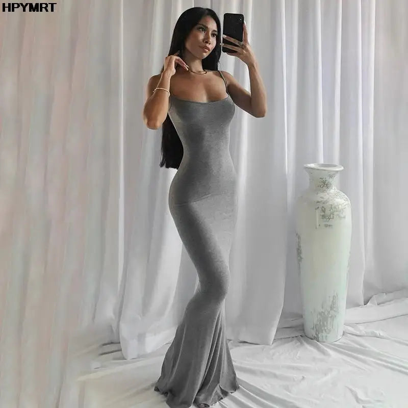 Satin Slip Sleeveless Backless Maxi Dress