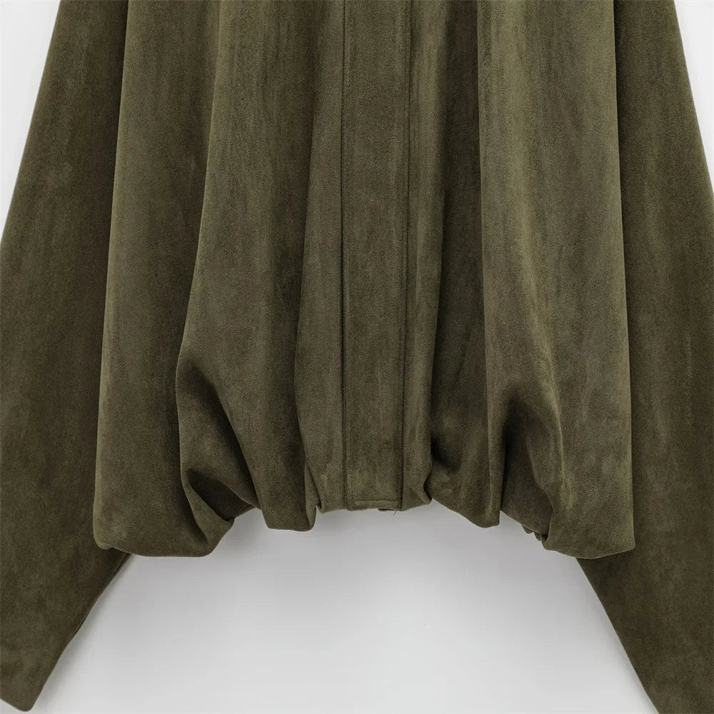 Faux Suede Collared Jacket