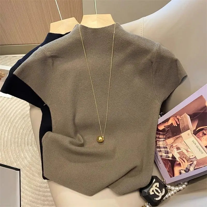 Basic Turtleneck Knitted Pullover Sweater