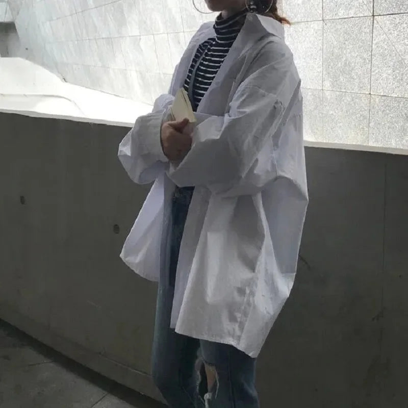 Minimalist Chic Oversize White Basic Shirt