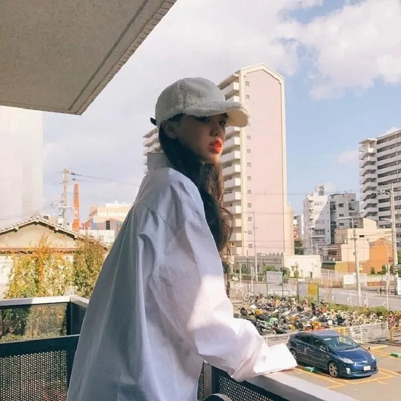 Minimalist Chic Oversize White Basic Shirt