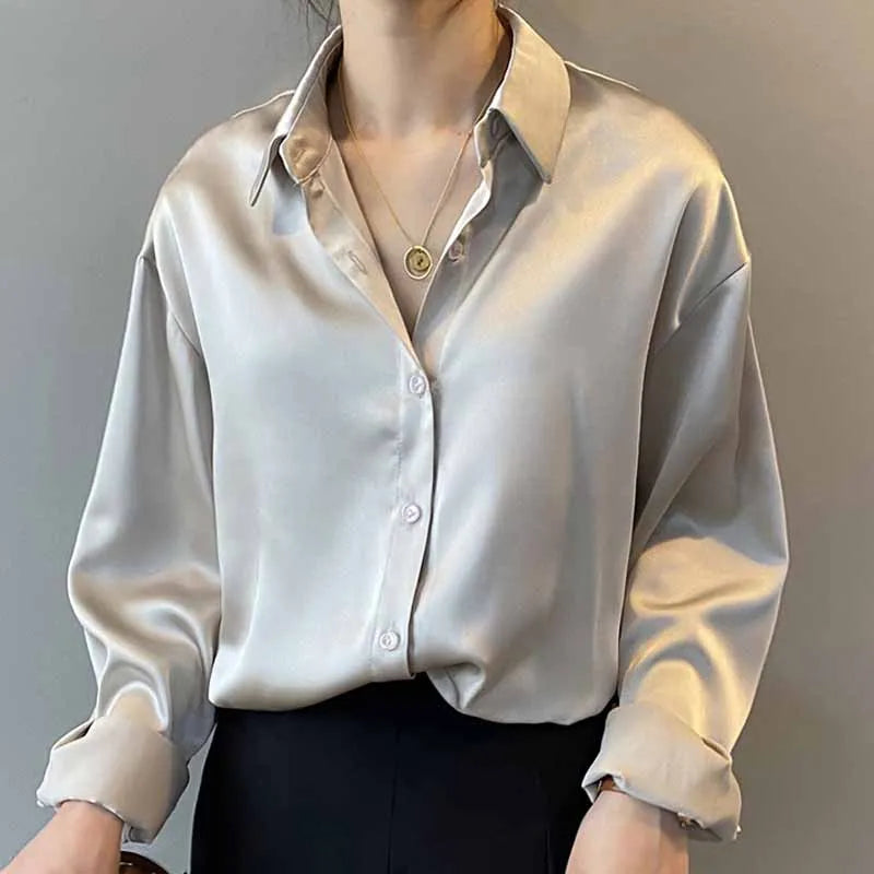 Elegant Satin Loose Shirt