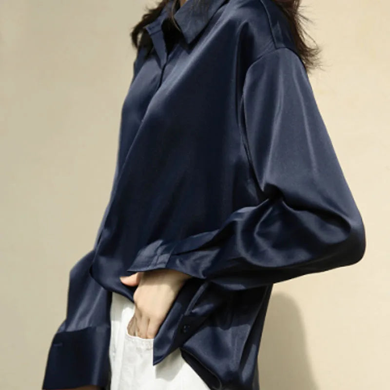 Elegant Satin Loose Shirt