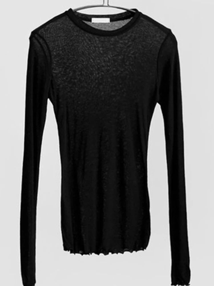 Plain Long Sleeve Basic Thin T Shirt