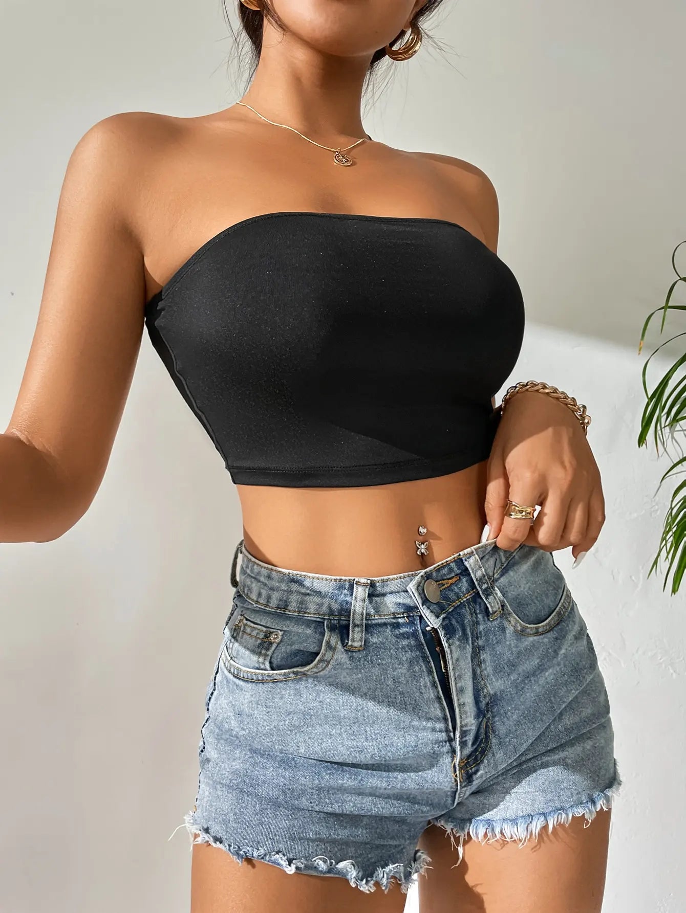 Strapless Plus-size seamless ice silk top