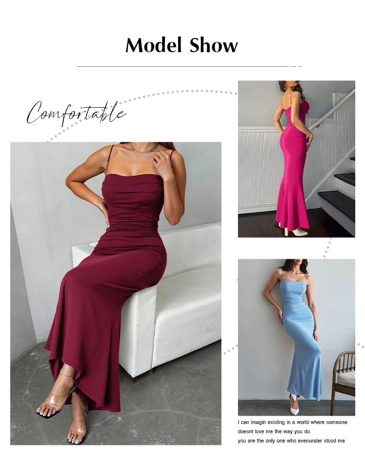 Maxi Spaghetti Strap Party Dress