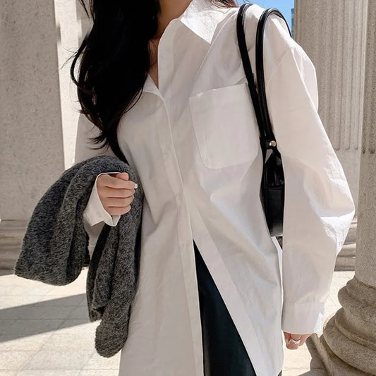 Turndown Collar Casual Loose Blouse