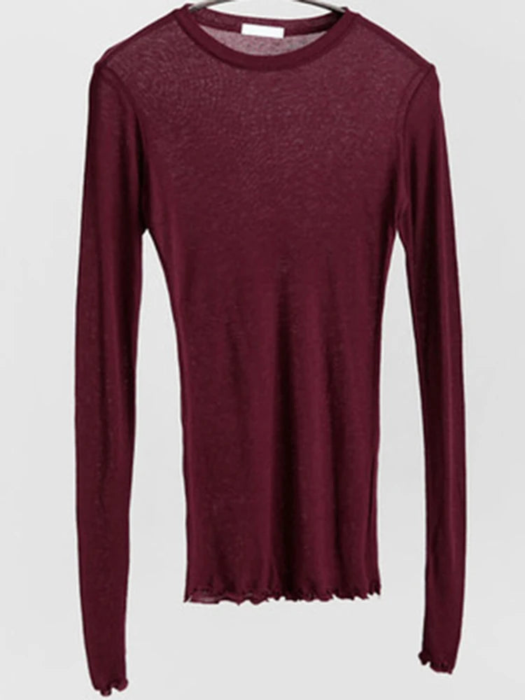 Plain Long Sleeve Basic Thin T Shirt