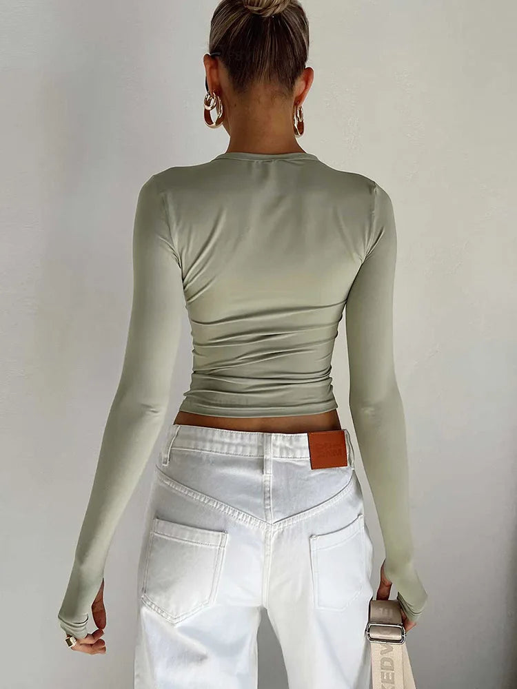 Long Sleeve Crew Neck Crop Top