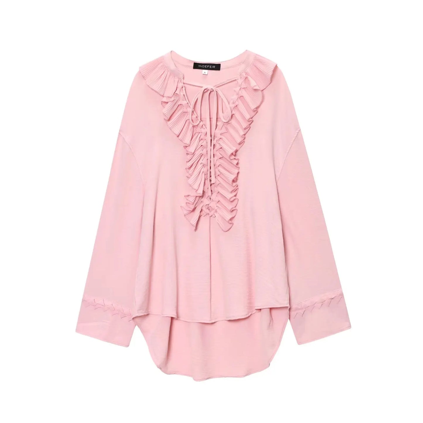 Vintage Chic Ruffles Tie Up Blouse