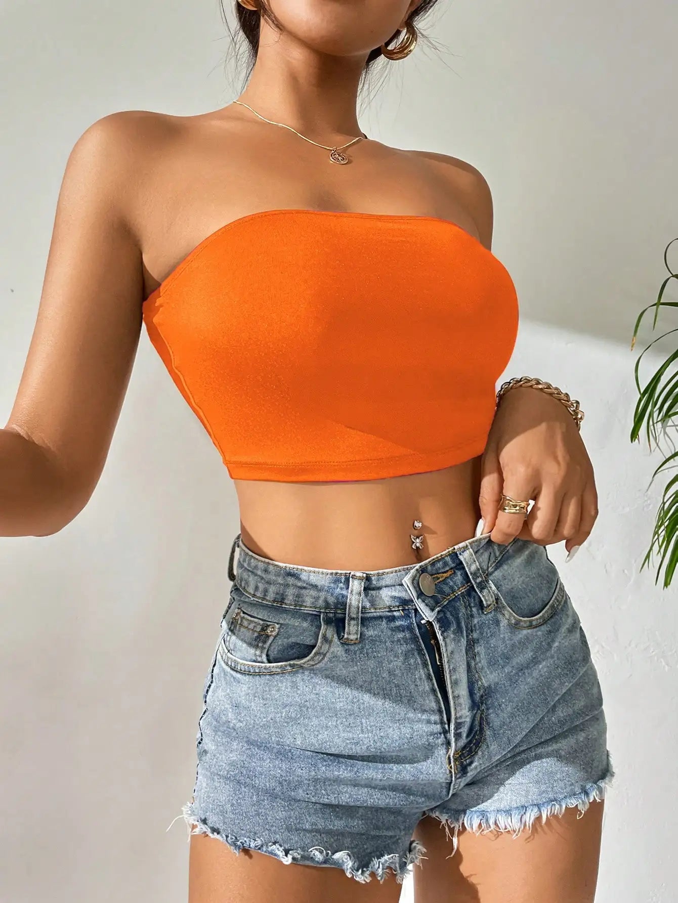 Strapless Plus-size seamless ice silk top