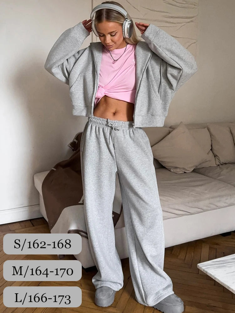 Two Piece Tracksuit with Zipper and Trousers