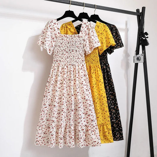 Short Sleeve Chiffon Midi Dress