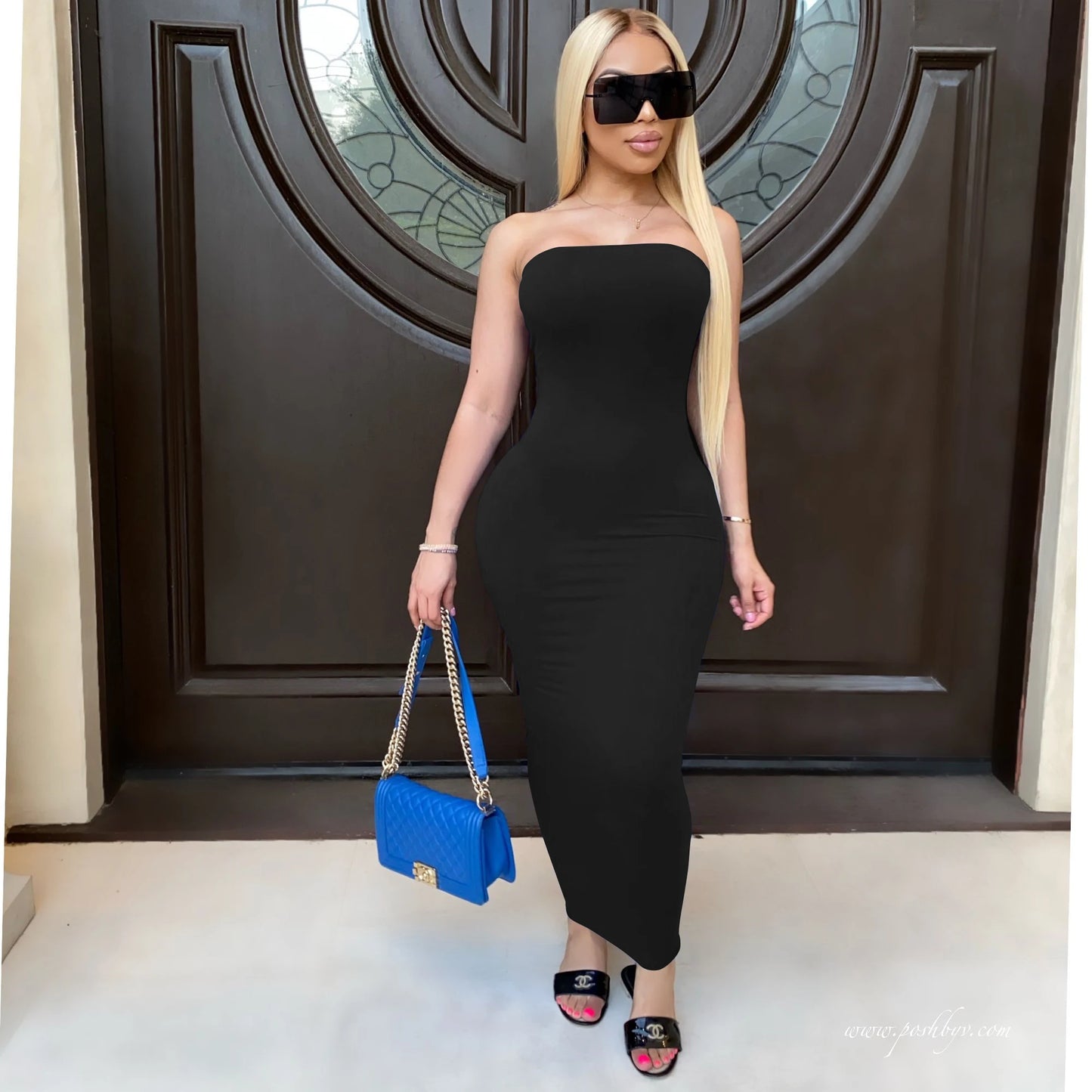 Sexy sleeveless chest wrapped Long Beach Dress