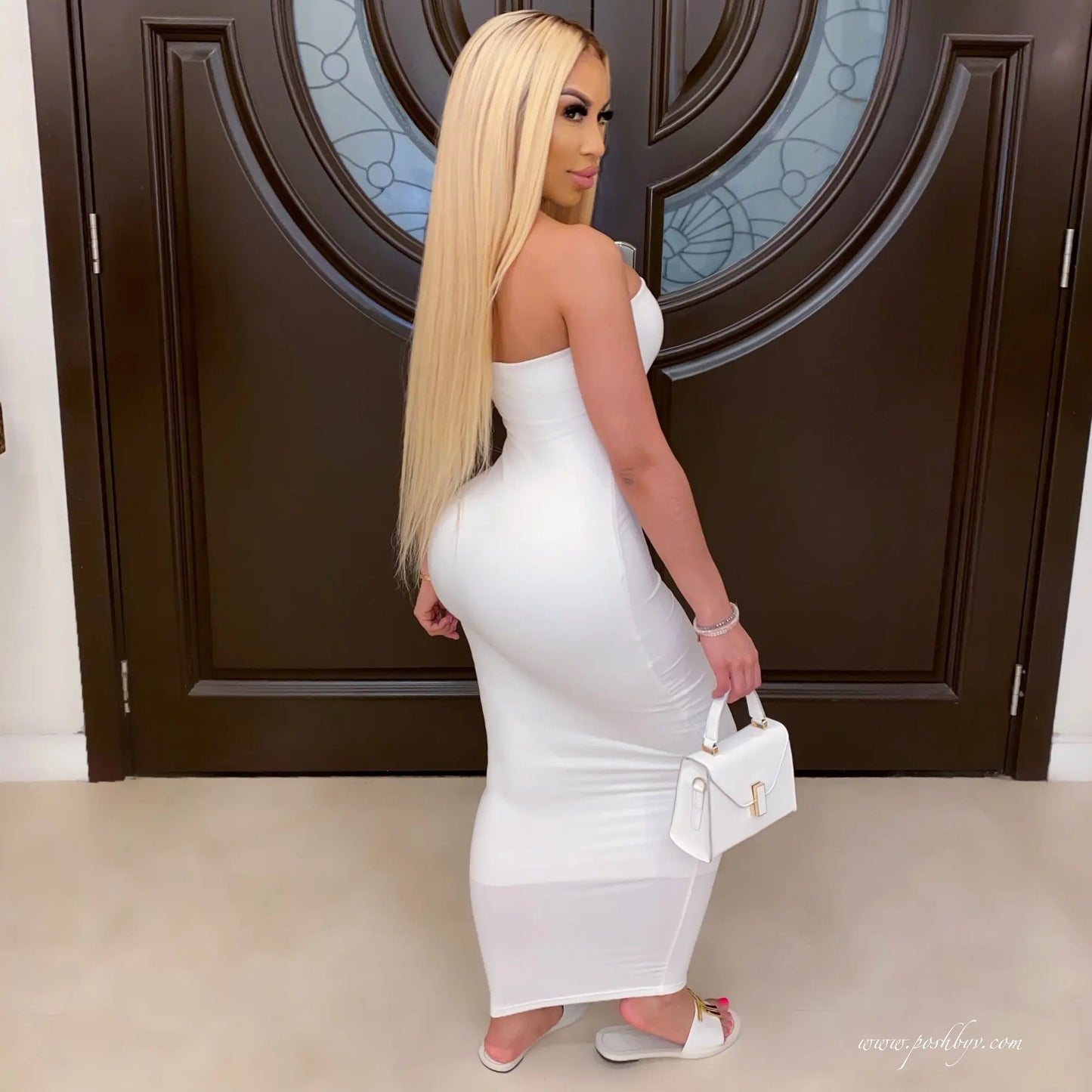 Sexy sleeveless chest wrapped Long Beach Dress