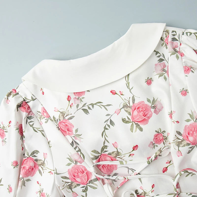Puff Sleeves Ruffled Dress