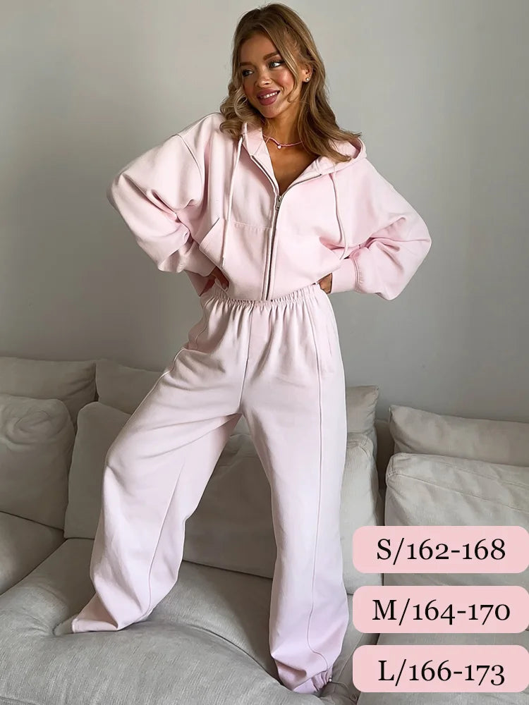 Two Piece Tracksuit with Zipper and Trousers