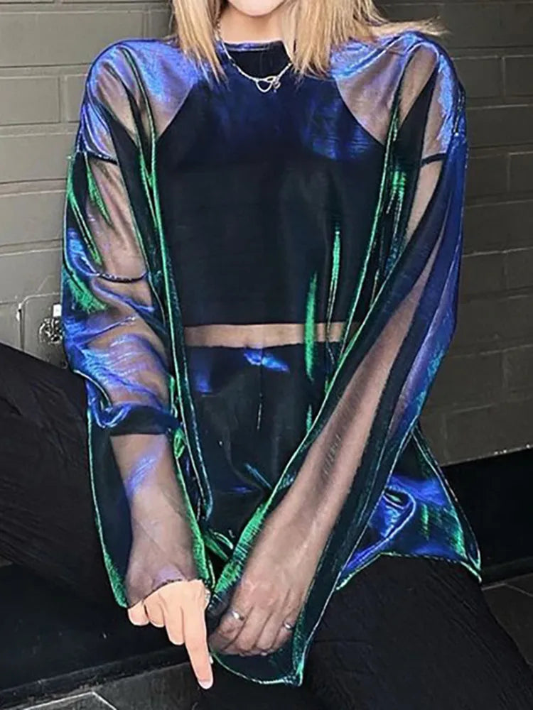 Oversized See Through Sleeve top
