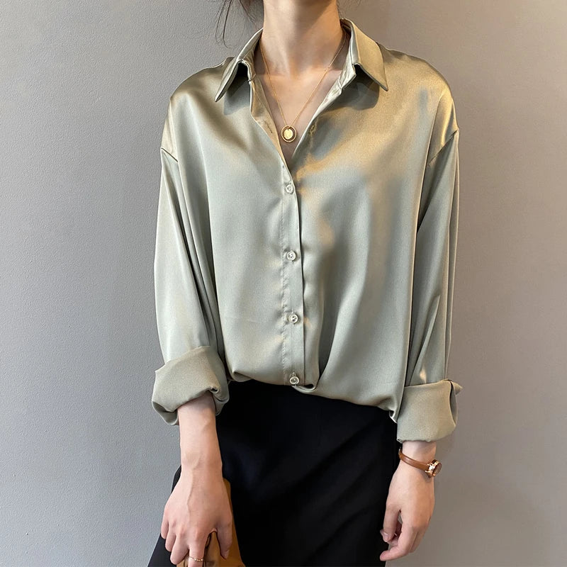 Elegant Satin Loose Shirt