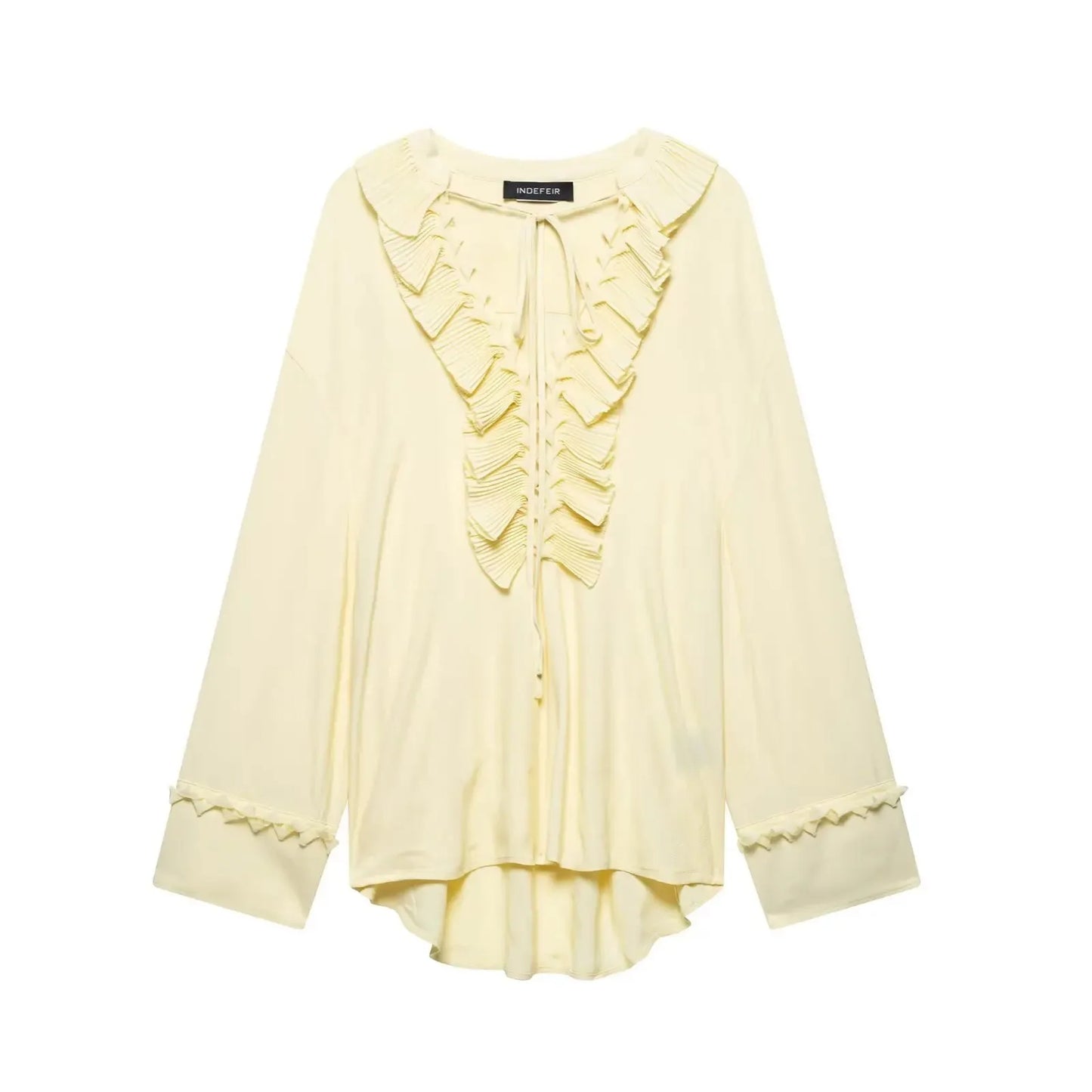 Vintage Chic Ruffles Tie Up Blouse