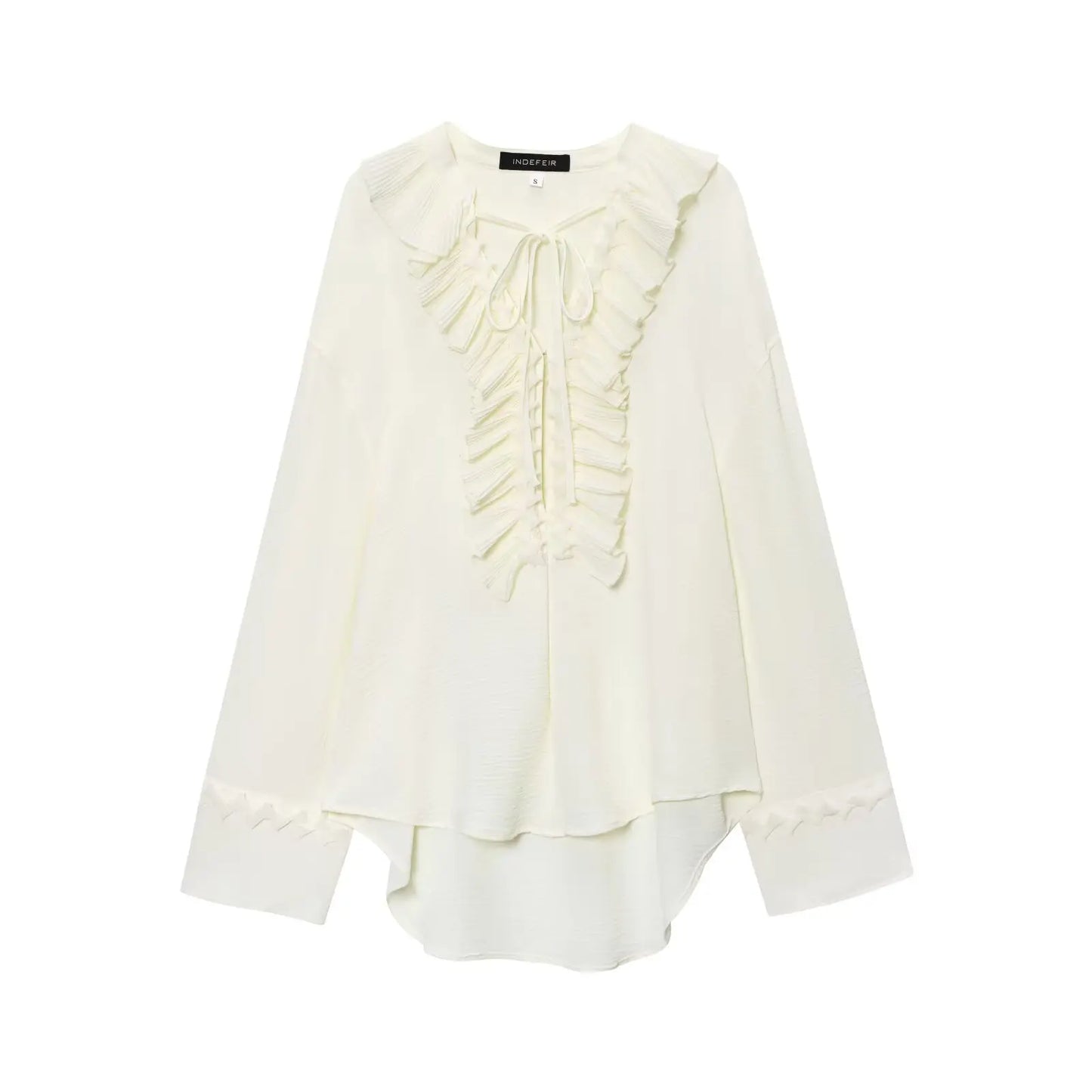 Vintage Chic Ruffles Tie Up Blouse
