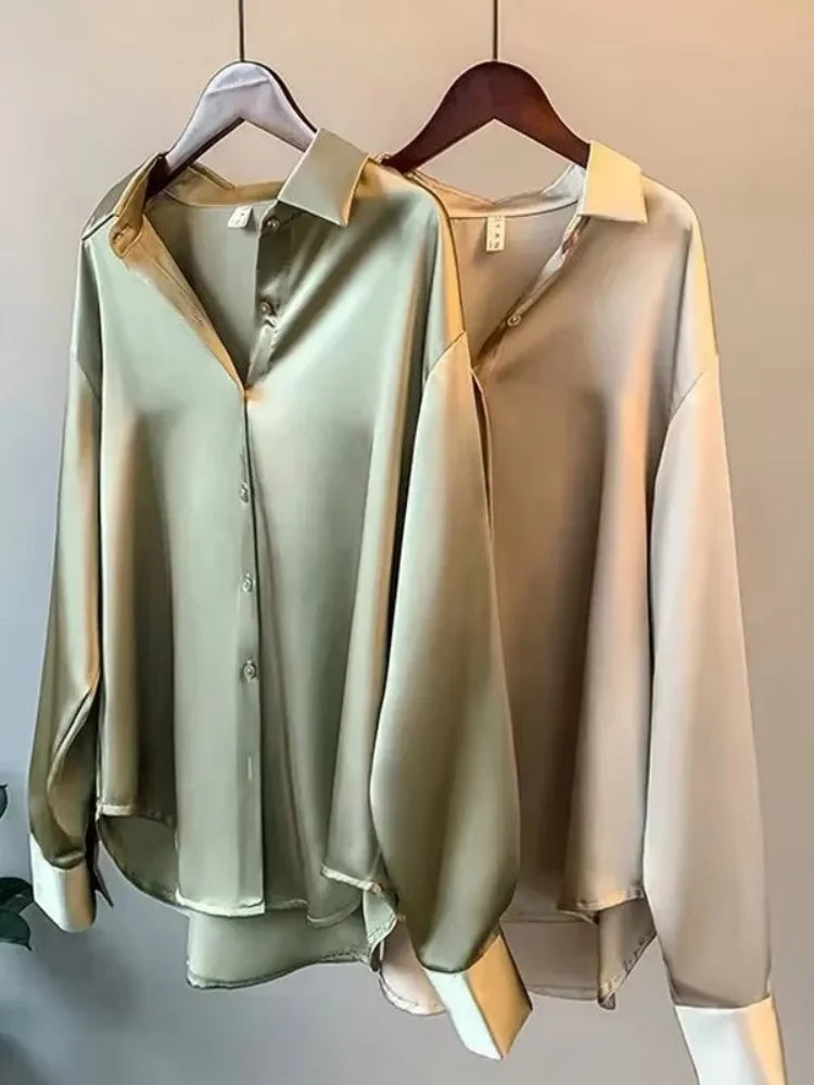 Elegant Satin Loose Shirt
