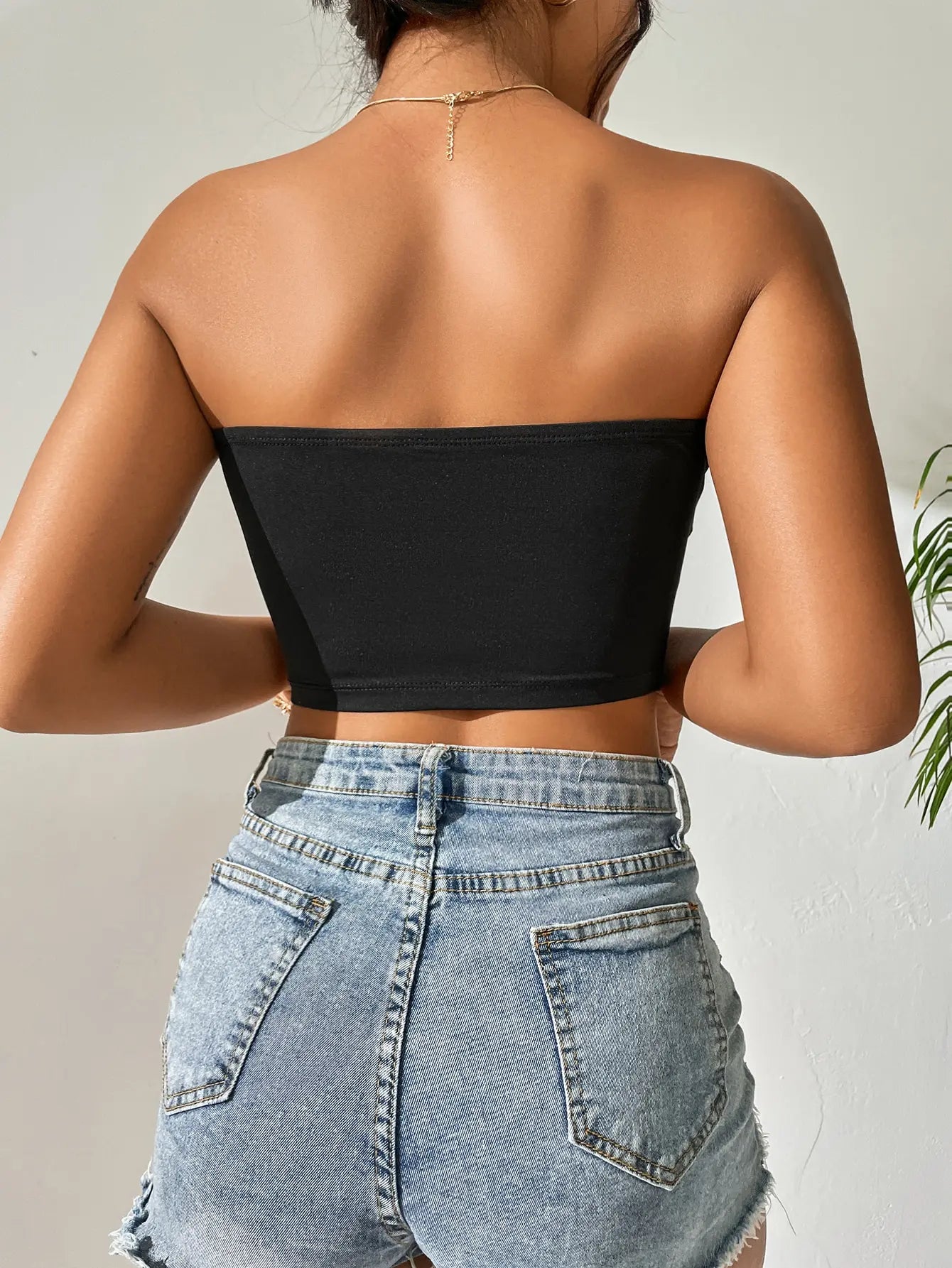 Strapless Plus-size seamless ice silk top