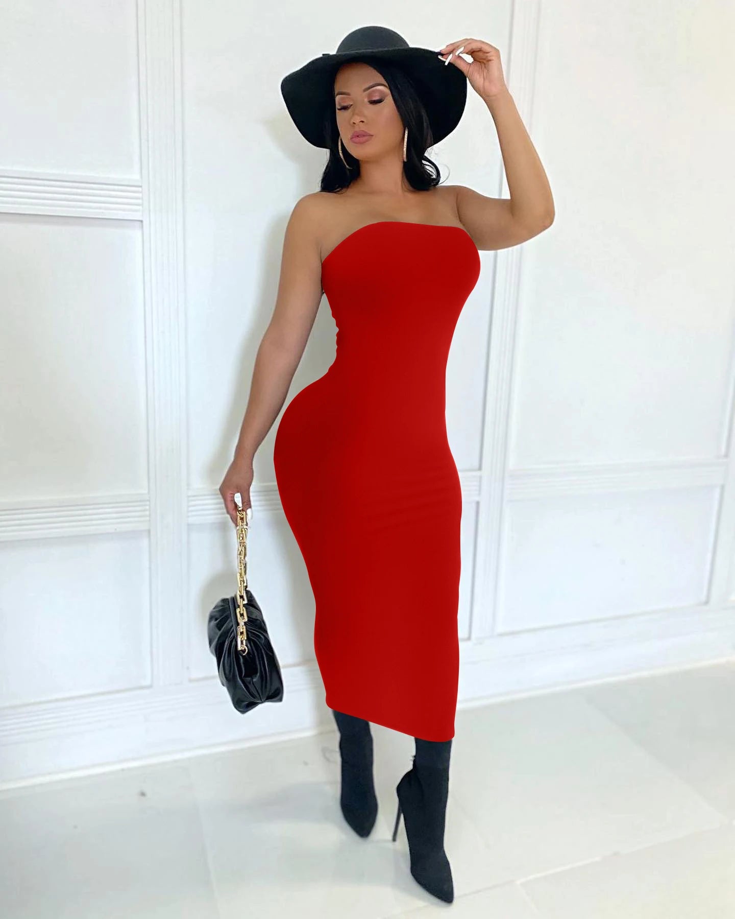 Sexy sleeveless chest wrapped Long Beach Dress
