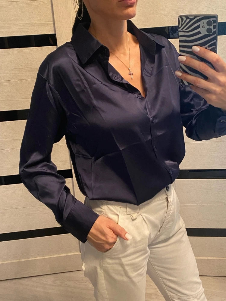 Elegant Satin Loose Shirt