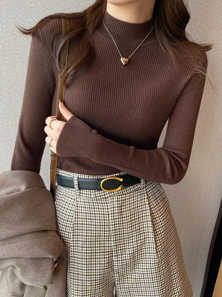Vintage Basic Solid Knitted Sweater