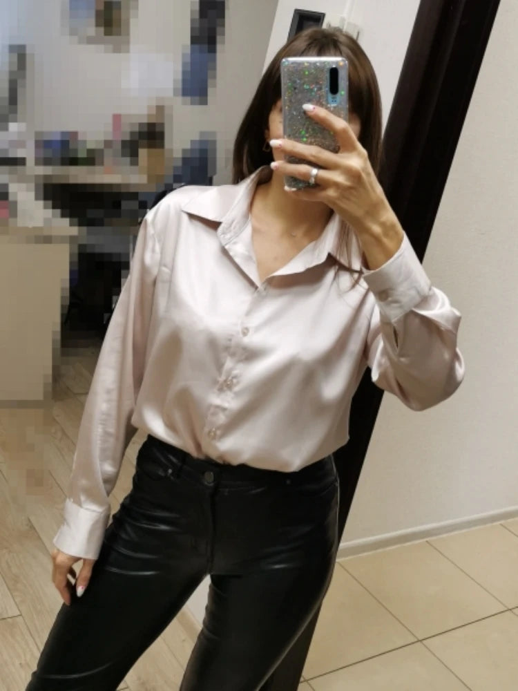 Elegant Satin Loose Shirt