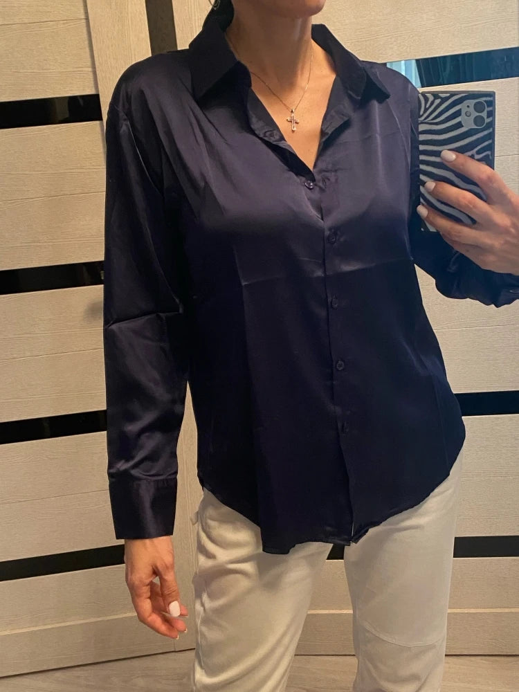 Elegant Satin Loose Shirt
