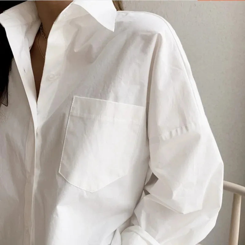 Turndown Collar Casual Loose Blouse