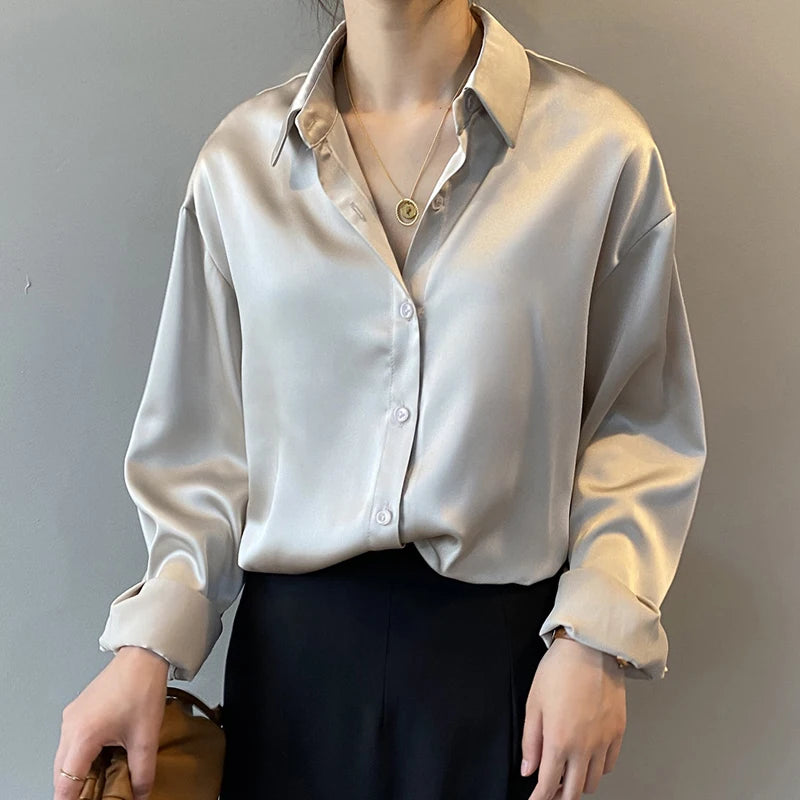 Elegant Satin Loose Shirt