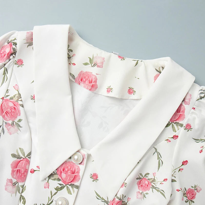 Puff Sleeves Ruffled Dress